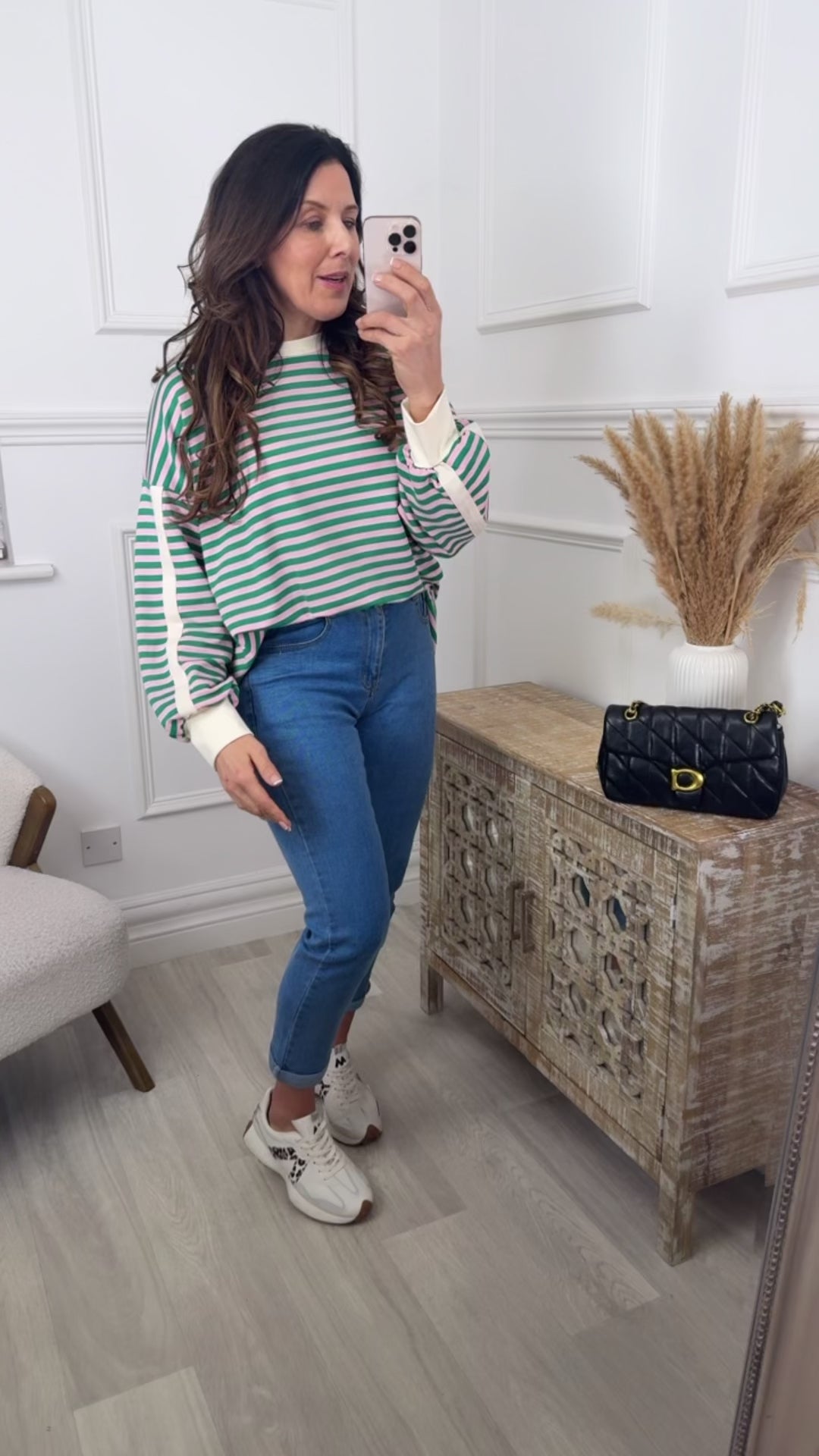 Elsa Green And Pink Stripe Top