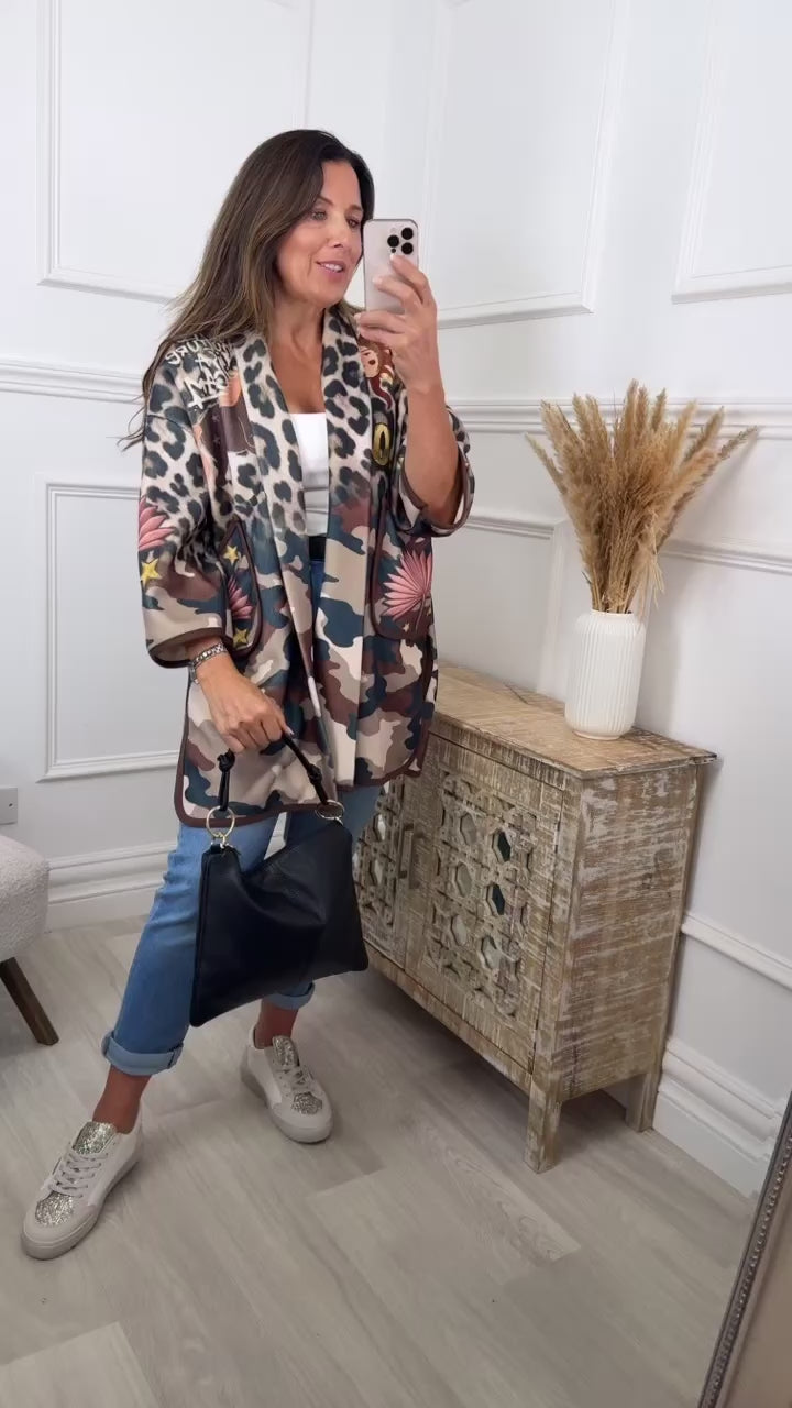 Trista Beige Celestial Print Jacket