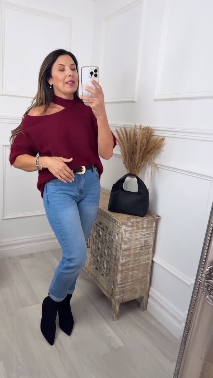 Giovanna Wine High Neck Knit
