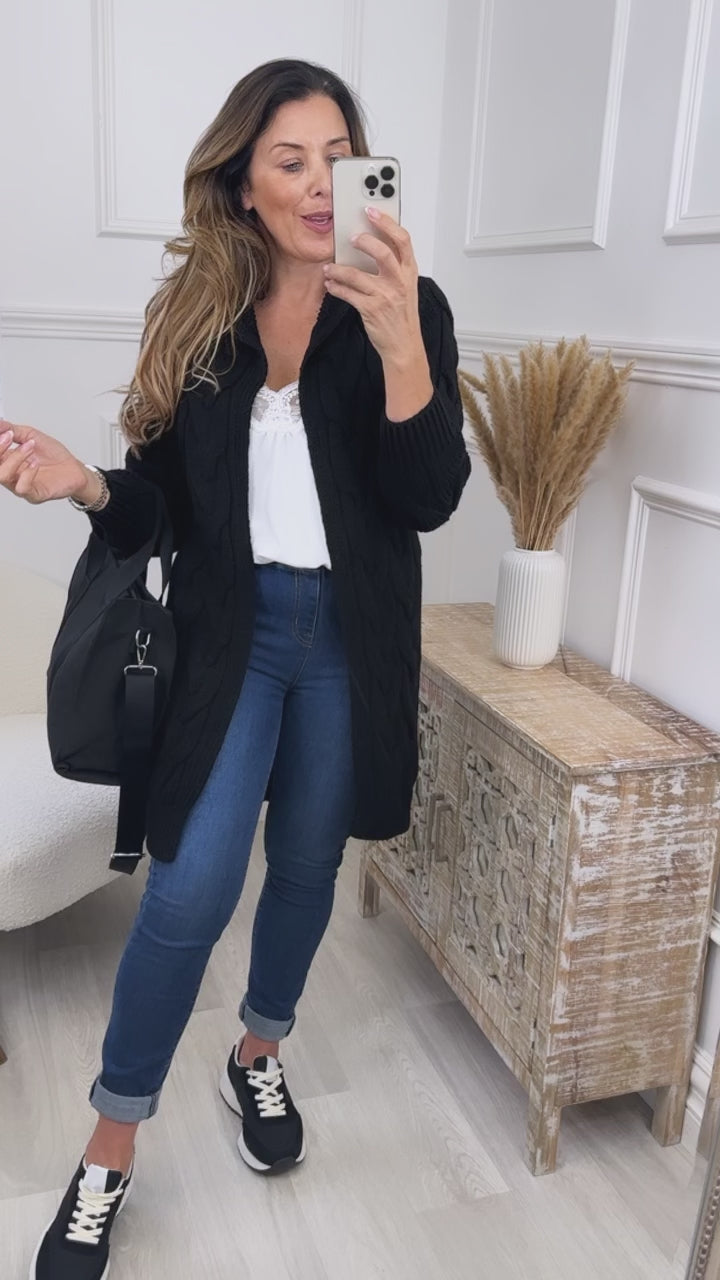 Claudine Black Hooded Cardigan