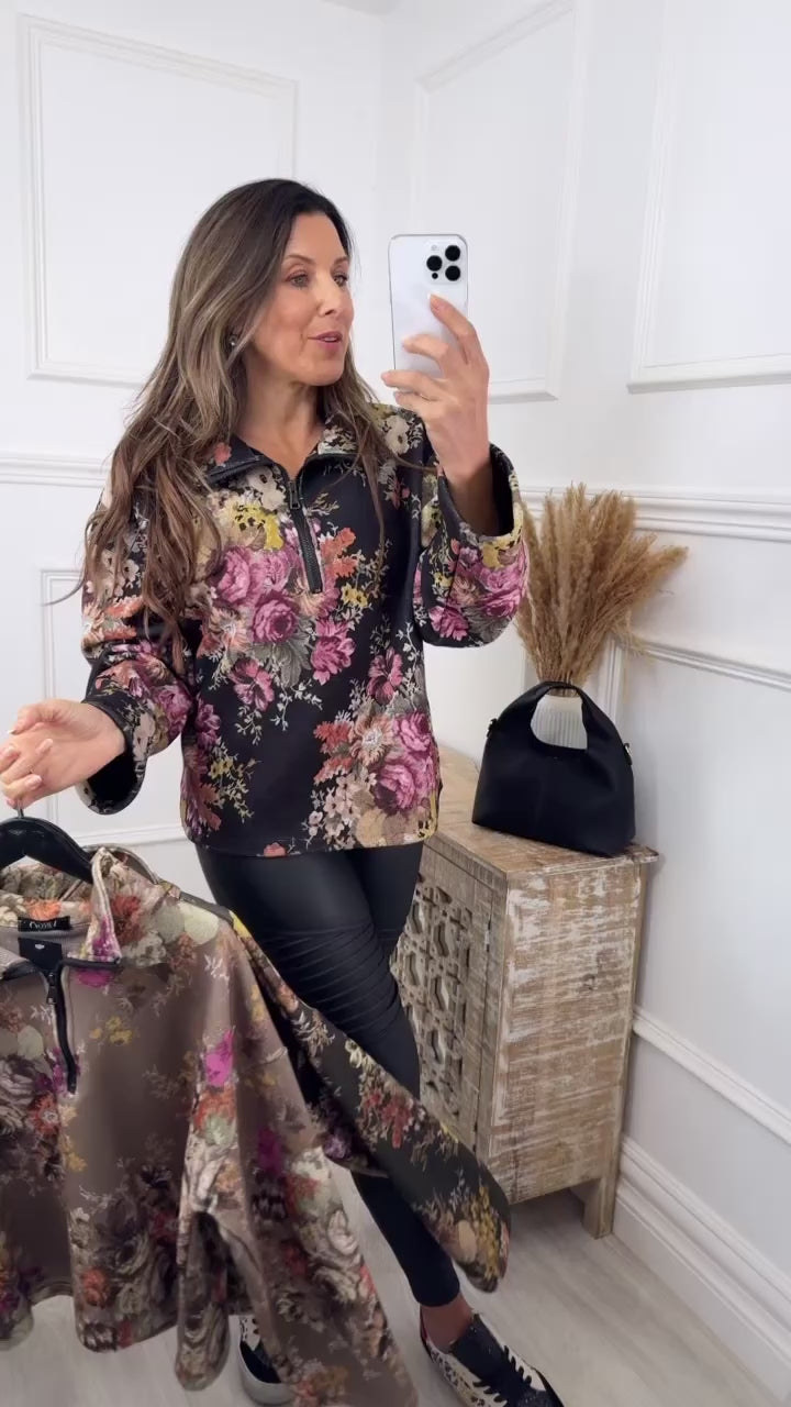 Gerry Black Floral Half Zip