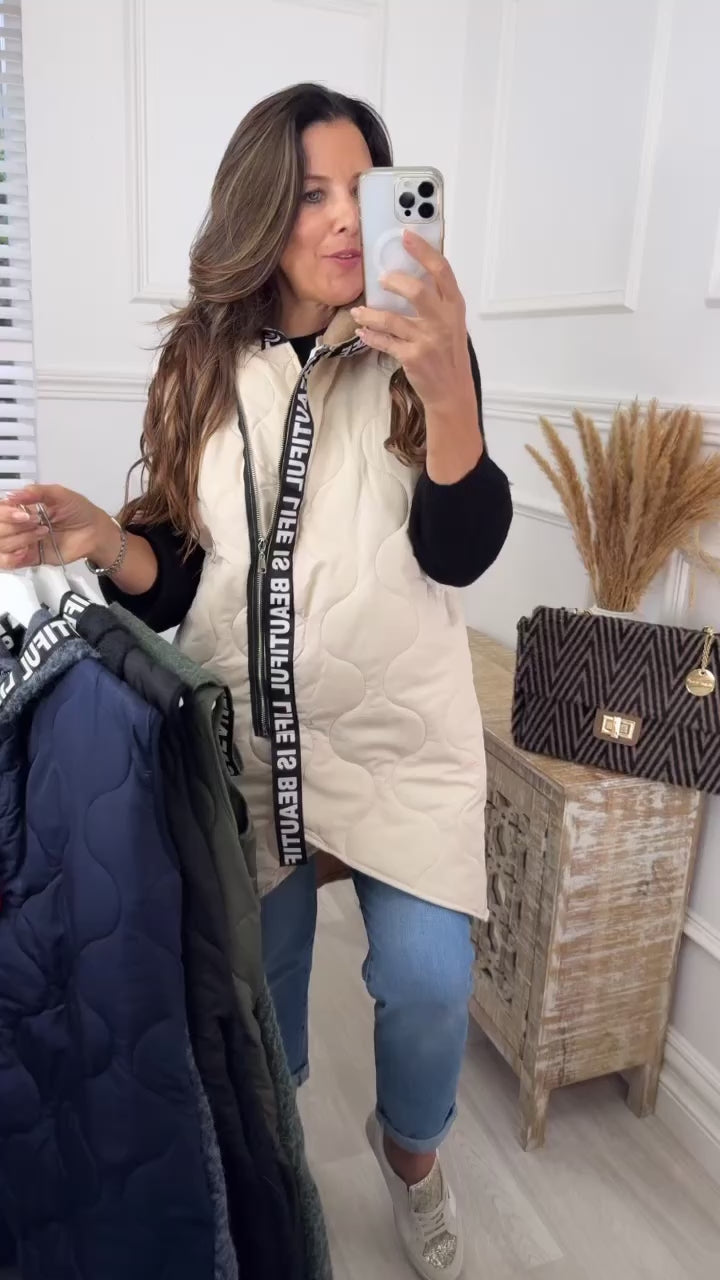 Ceoline Beige Gilet with Back Detail