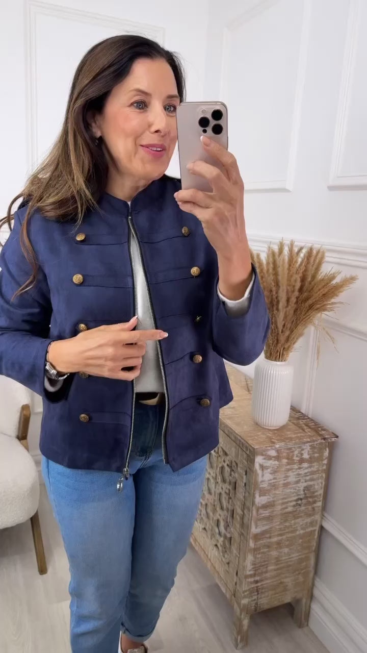 Laney Navy Military Button Jacket