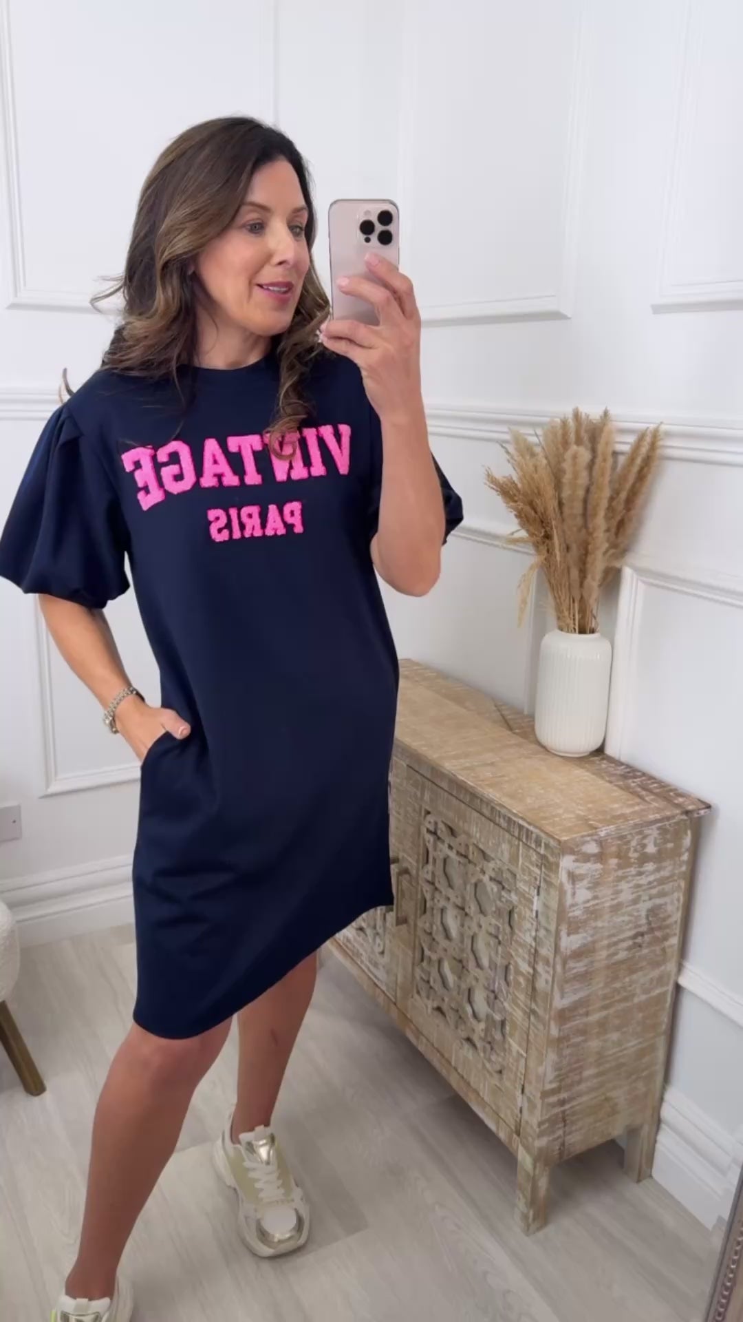 Gabrielle Navy Vintage T-Shirt Dress