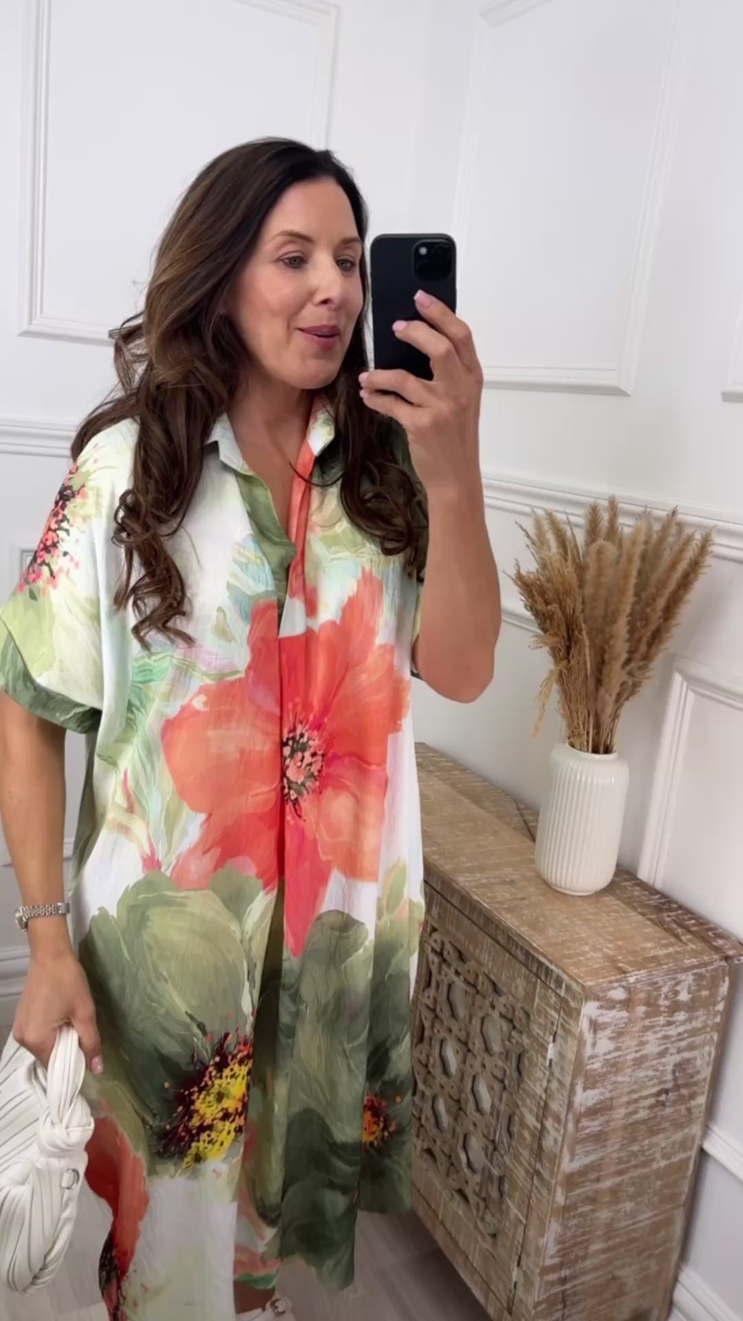 Blathnaid Khaki Floral Kaftan Dress