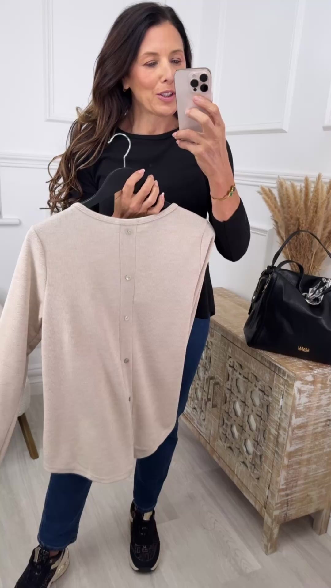 Fiorella Black Button Back Top