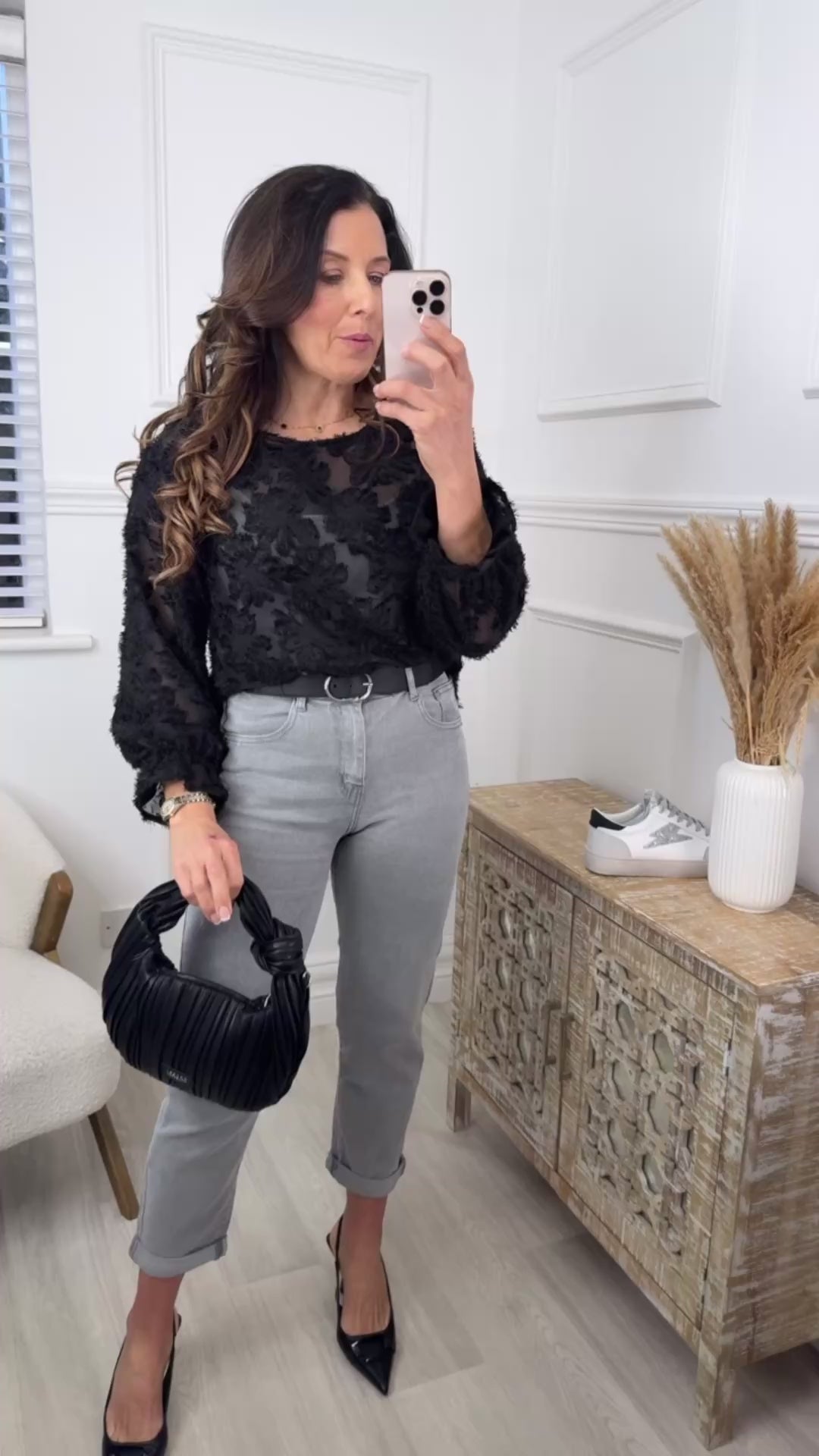 Stef Black Floral Eyelash Texture Top