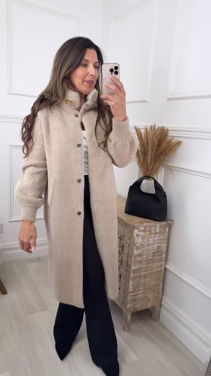 Bronwyn Beige Mid Length Coatigan
