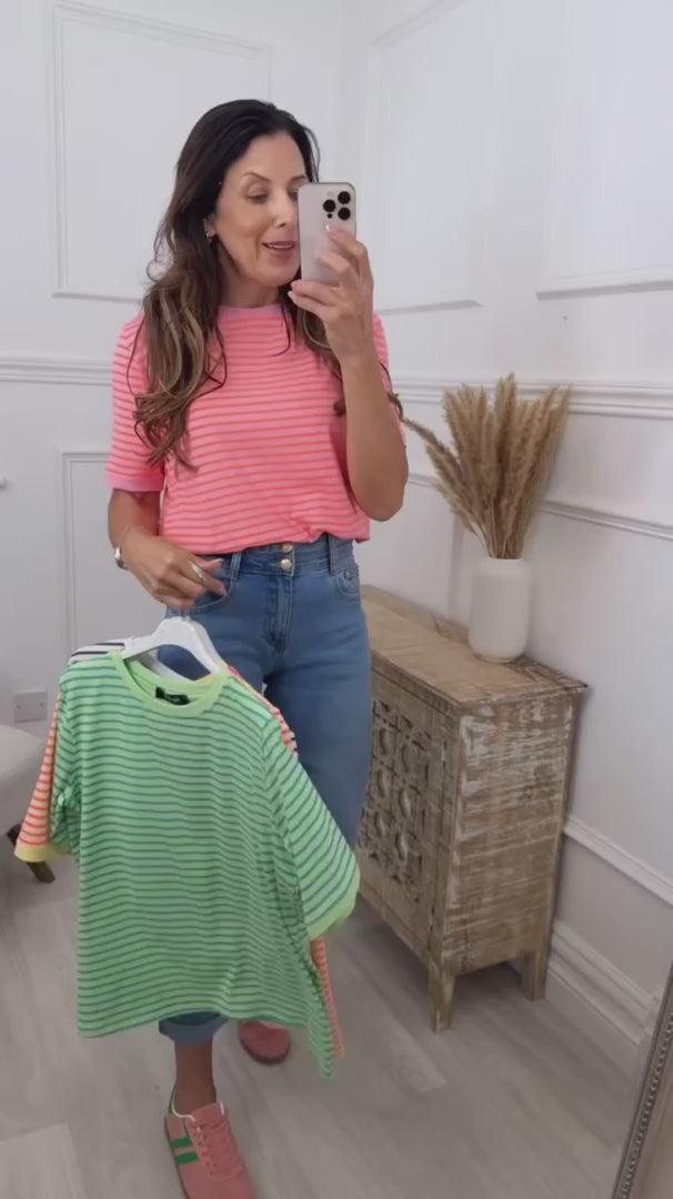 Keelin Orange Nautical Stripe Top