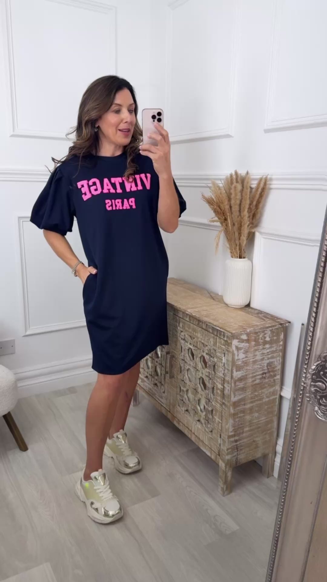 Gabrielle Navy Vintage T-Shirt Dress
