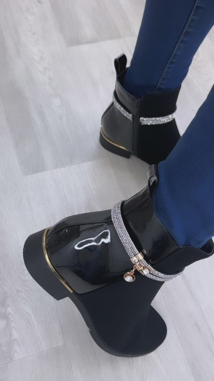 Kaitlyn Black Patent Back Boots