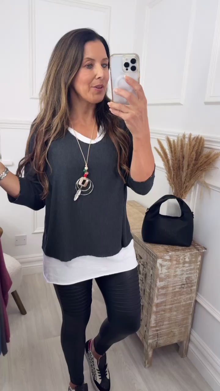 Vada Black Layered Top