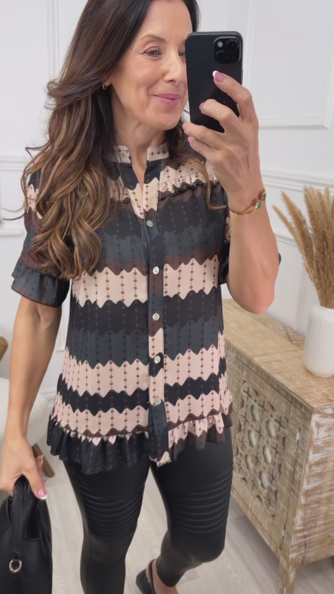 Keara Teal Patterned Shirt