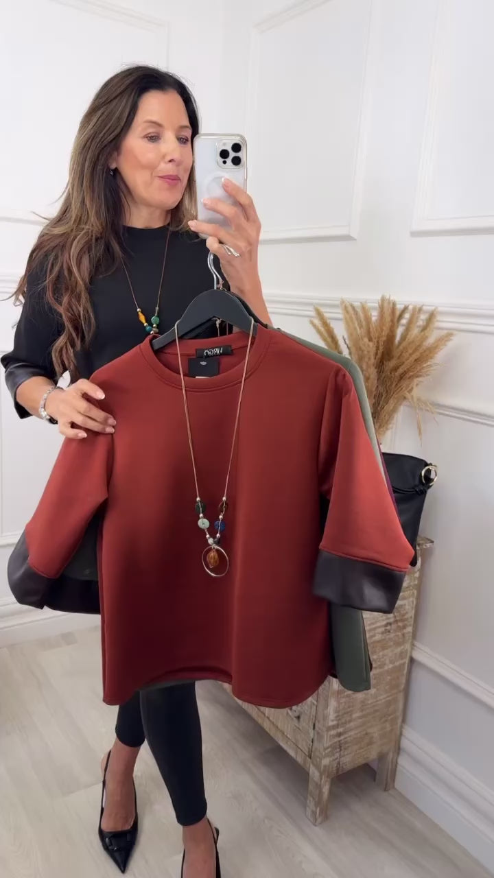 Lillian Black Pleather Cuff Top with Necklace