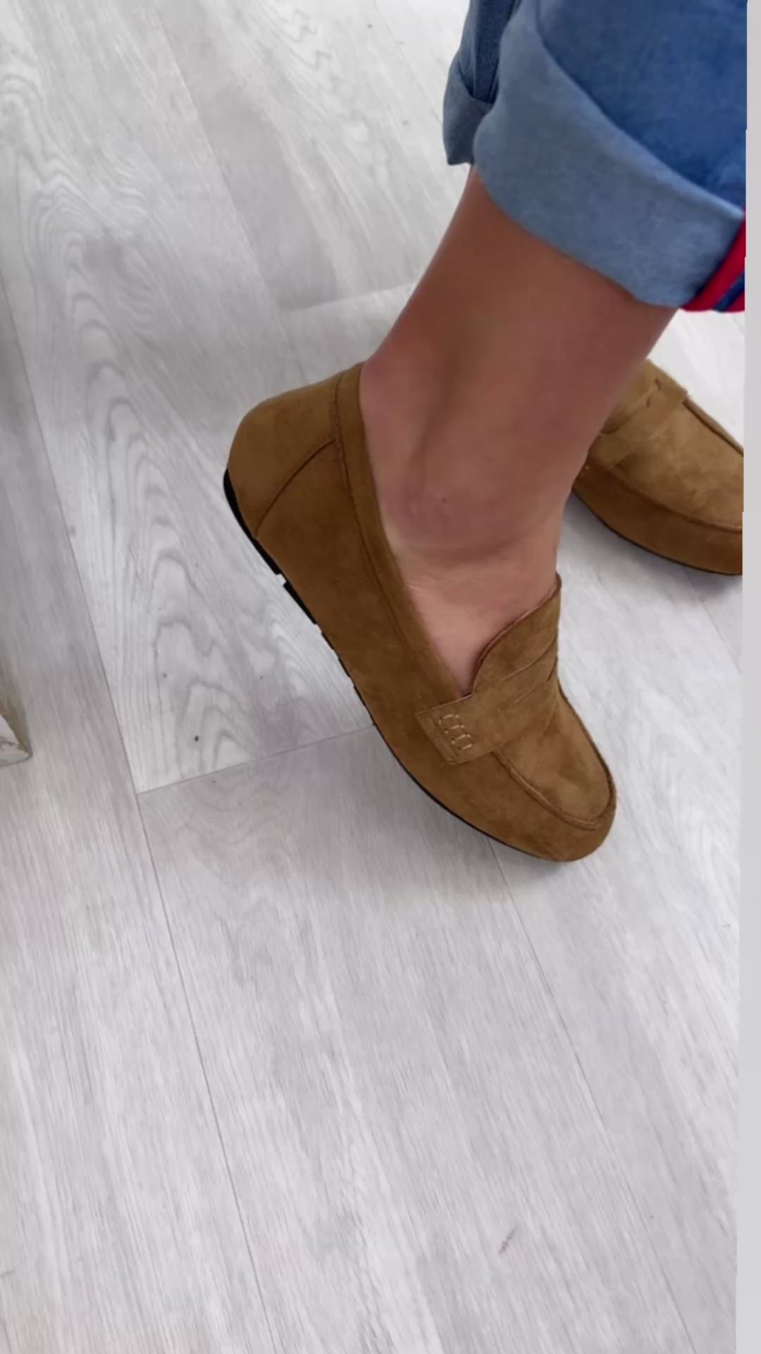 Peggy Camel Suede Loafers