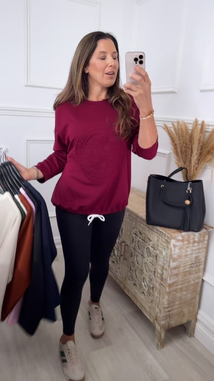 Reina Wine Embossed Sweat Shirt