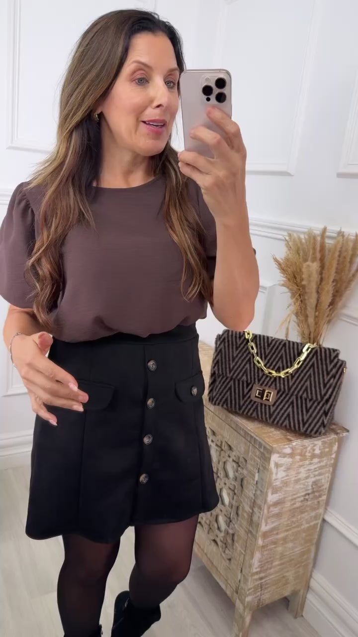 Tania Black Suedette Skirt