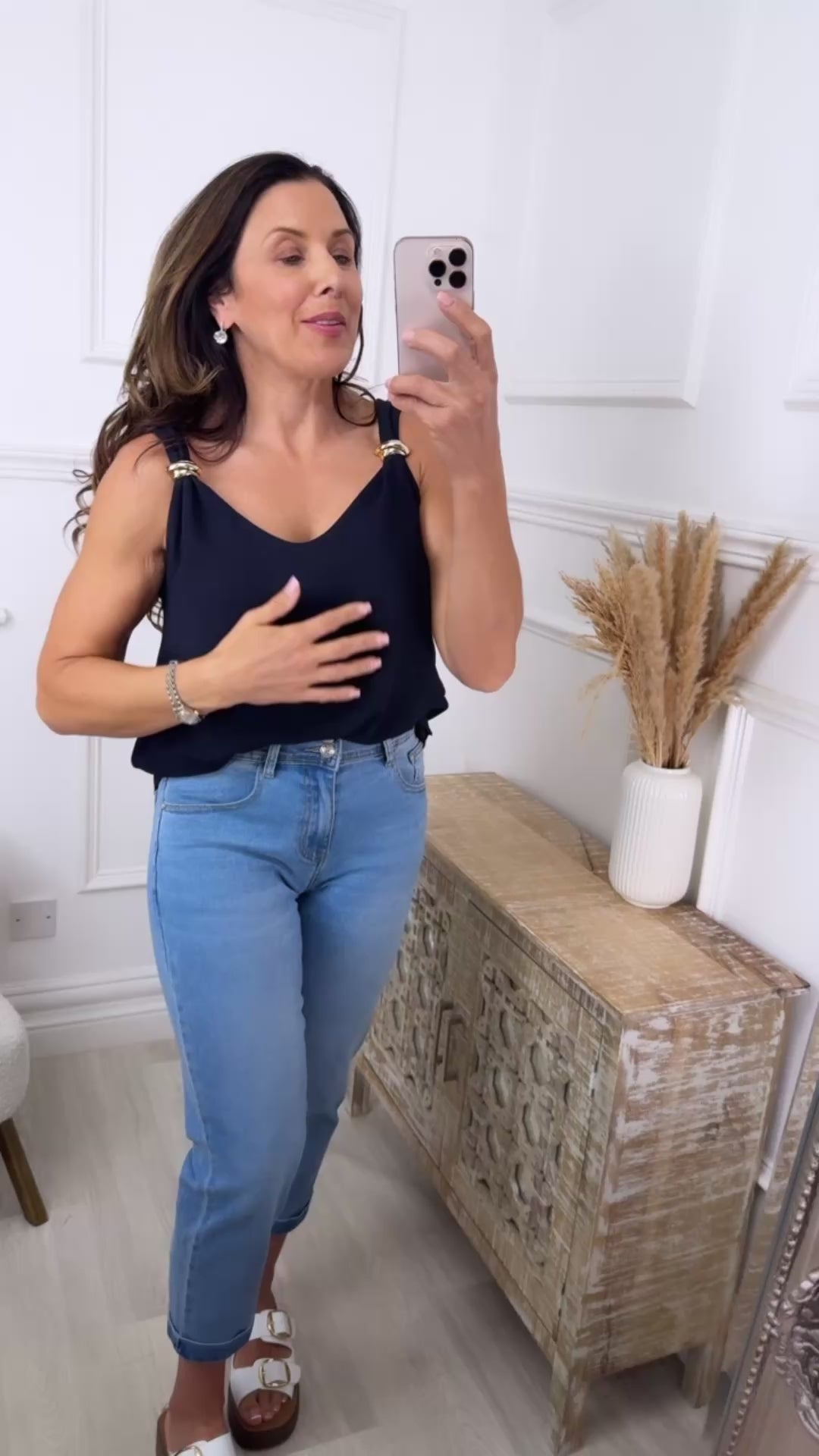 Sabine Navy Gold Clasp Cami