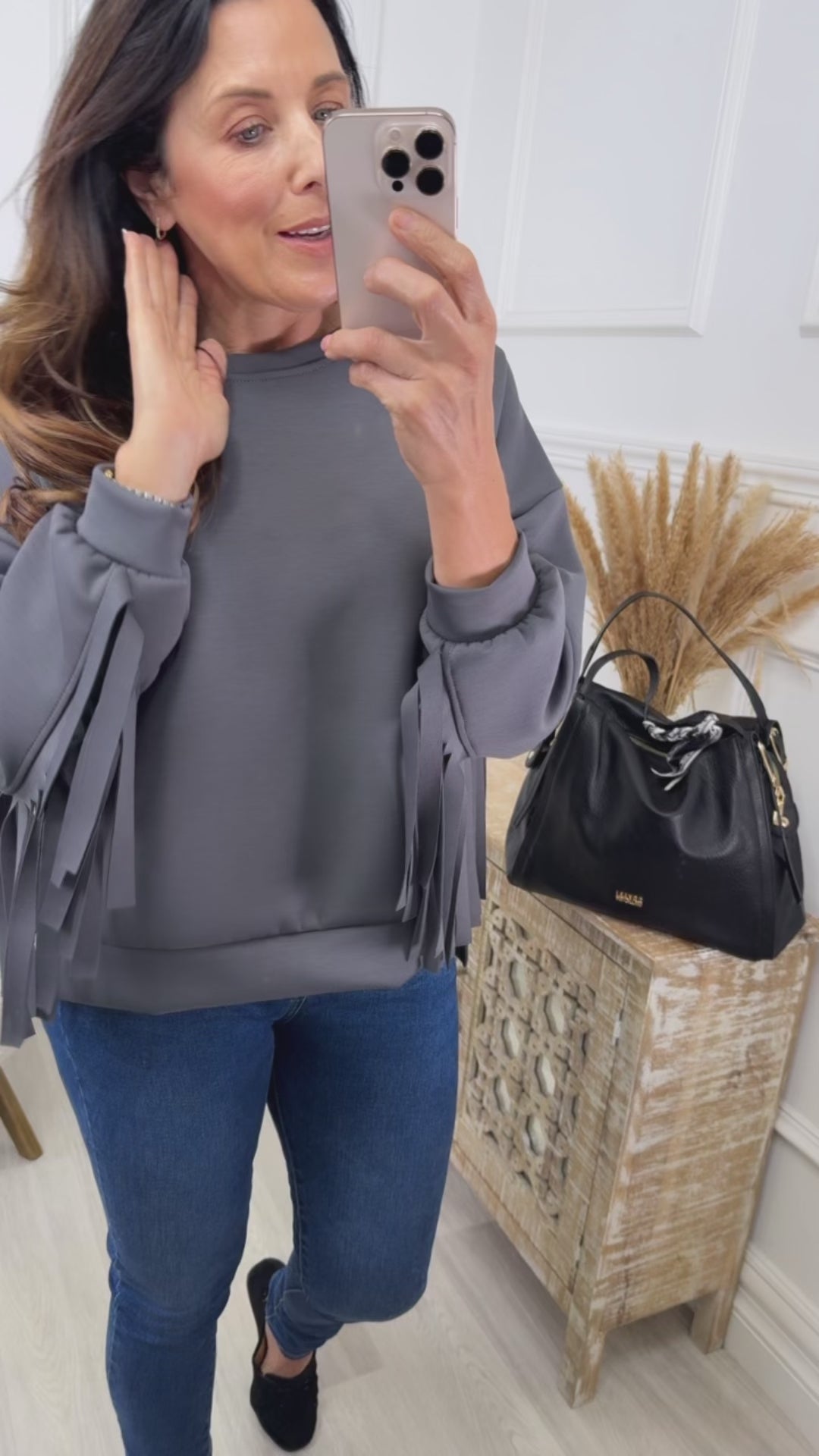 Nicky Grey Fringe Sweatshirt