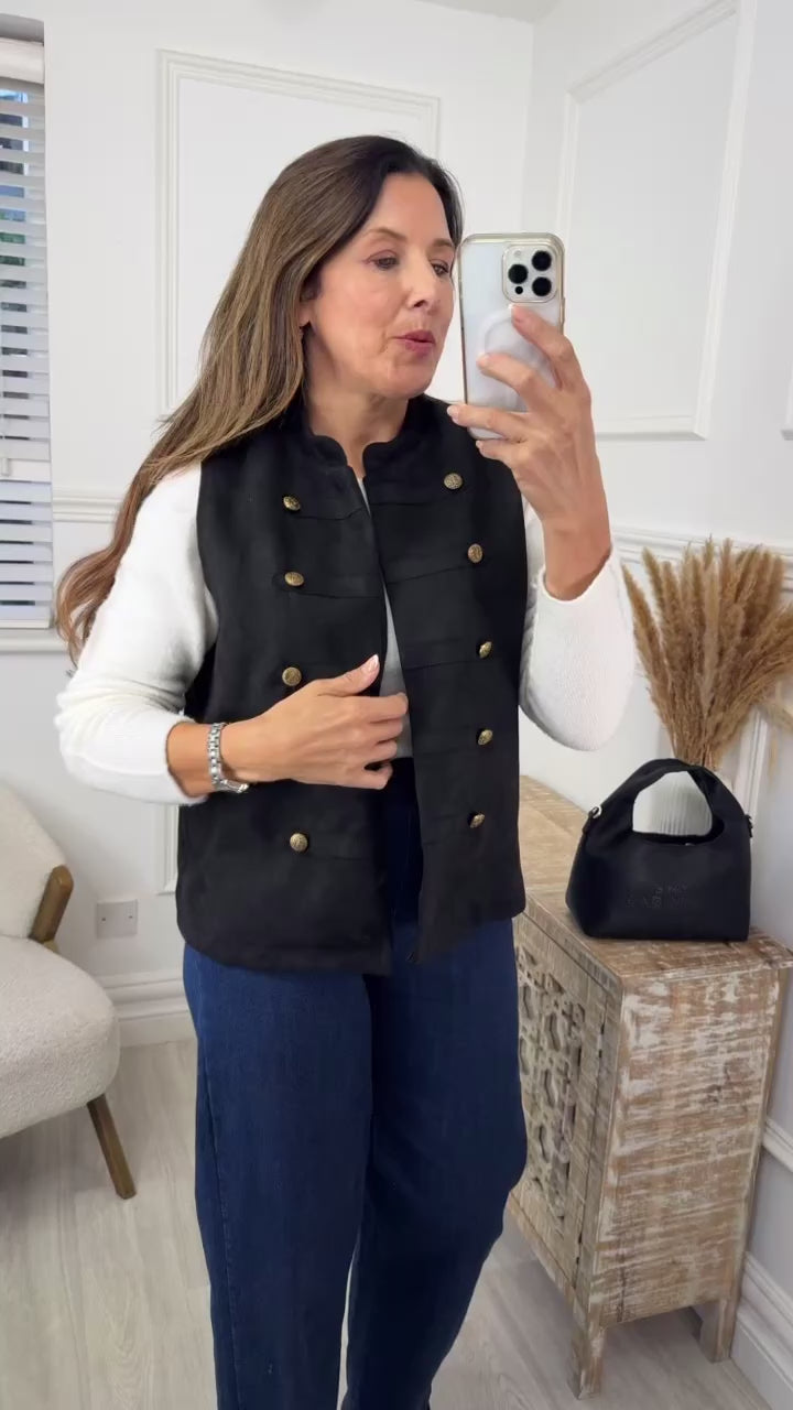 Katie Black Button Waistcoat