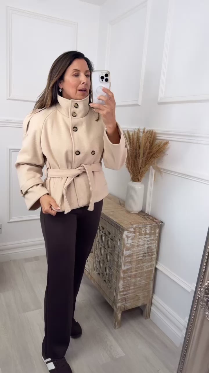 Roisin Beige Jacket With  Buttons