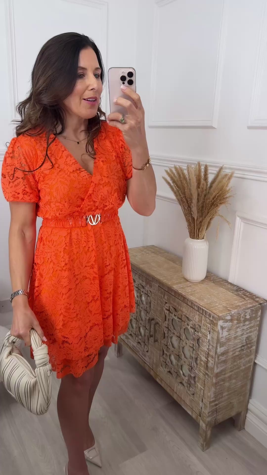 Shantelle Orange Lace Wrap Dress