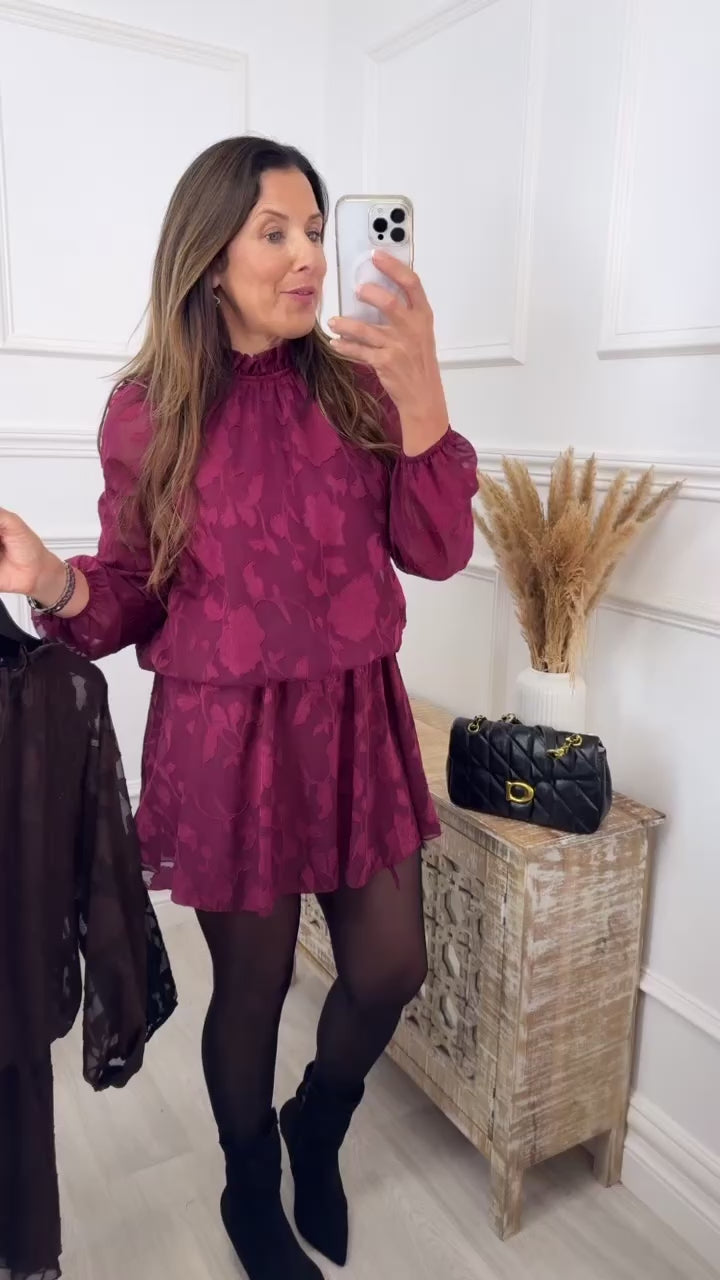 Gwen Wine Applique Dress