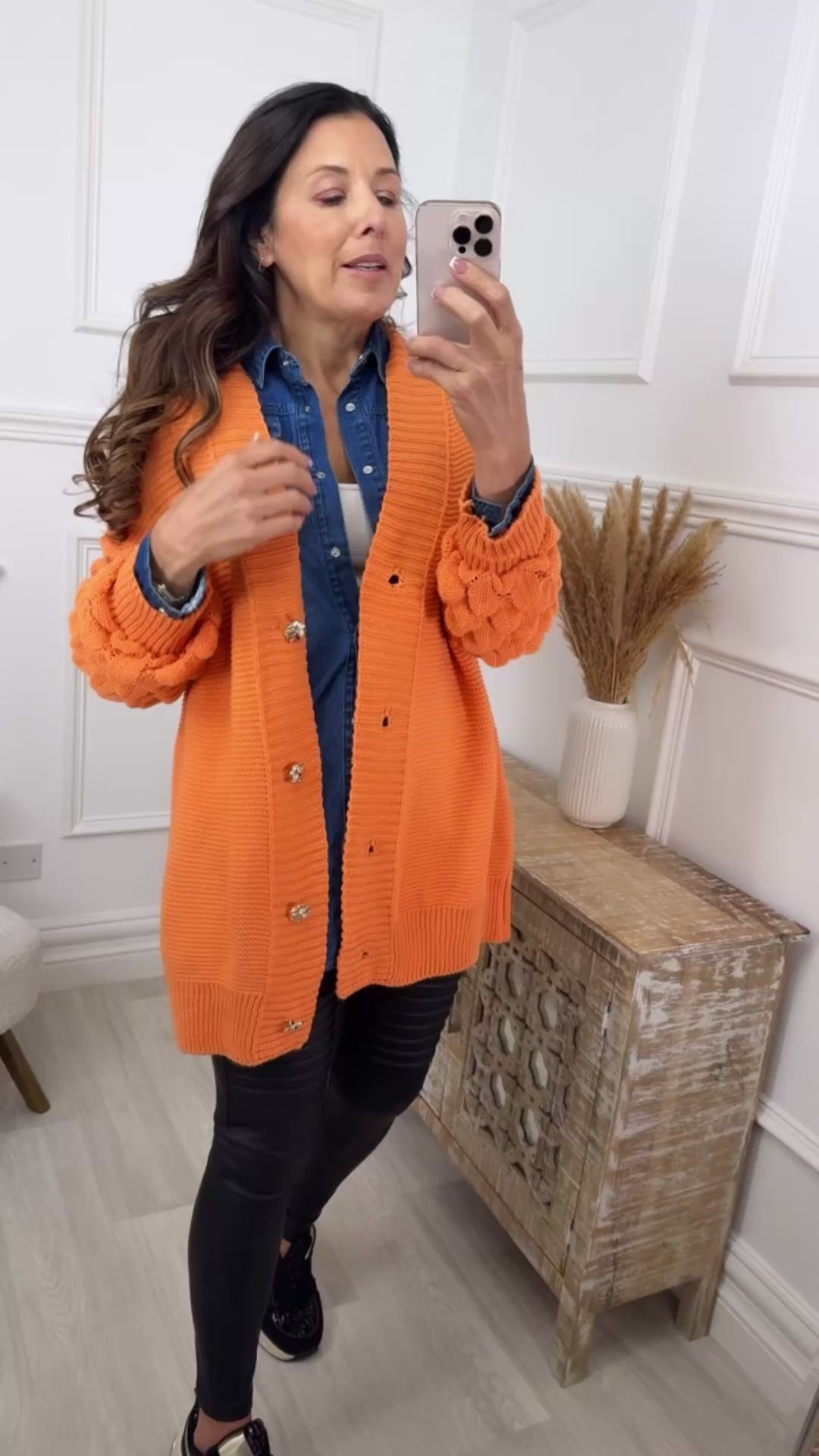 Blair Orange Bubble Sleeve Cardigan