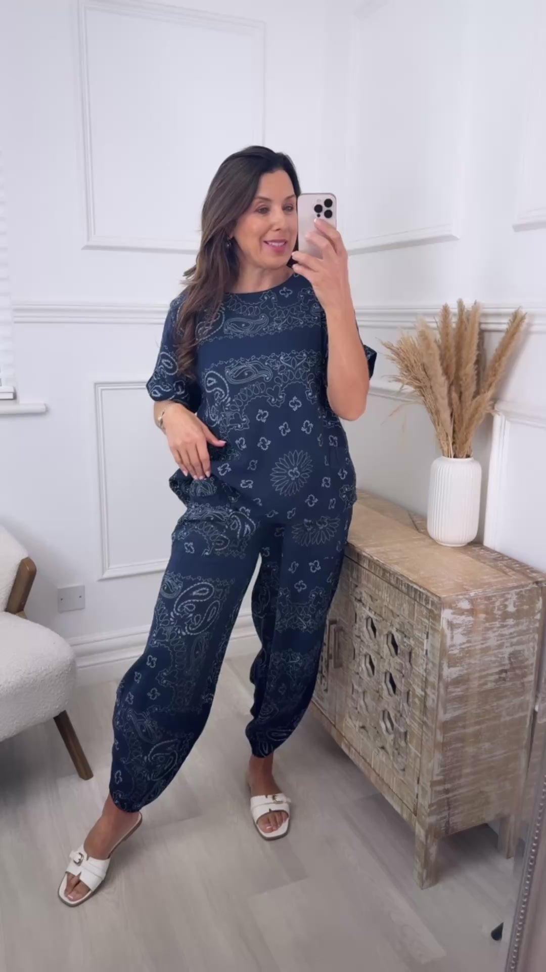 Gina Navy Bandana Top and Pants Set