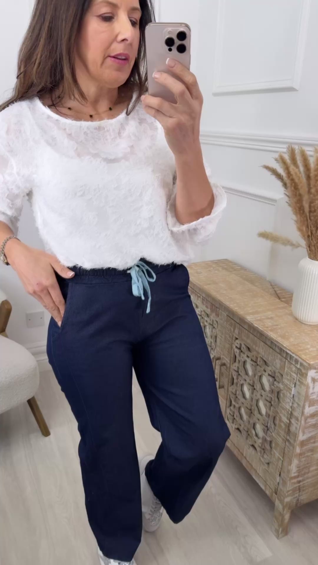Marlene Navy Denim Look Trousers