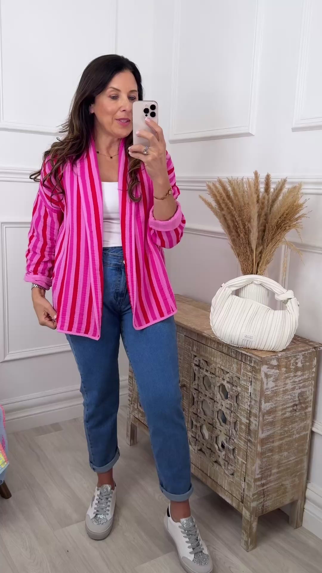 Brielle Red Stripe Kimono Jacket