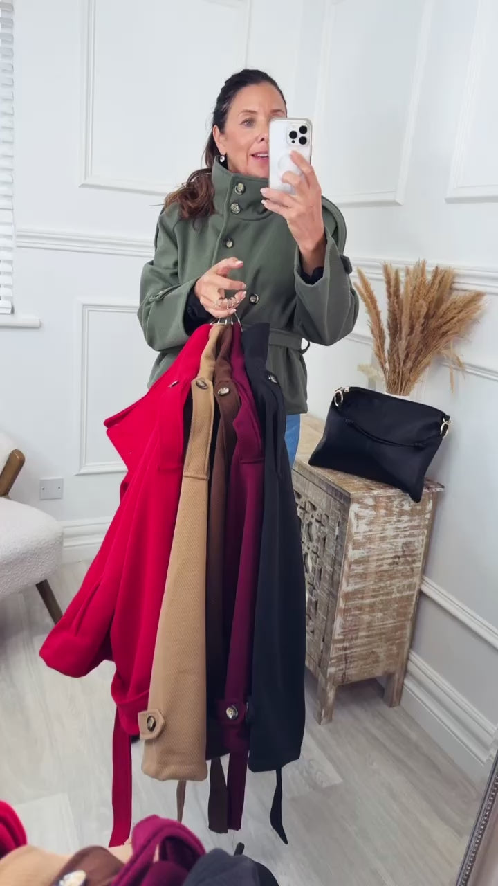Roisin Khaki Jacket With  Buttons