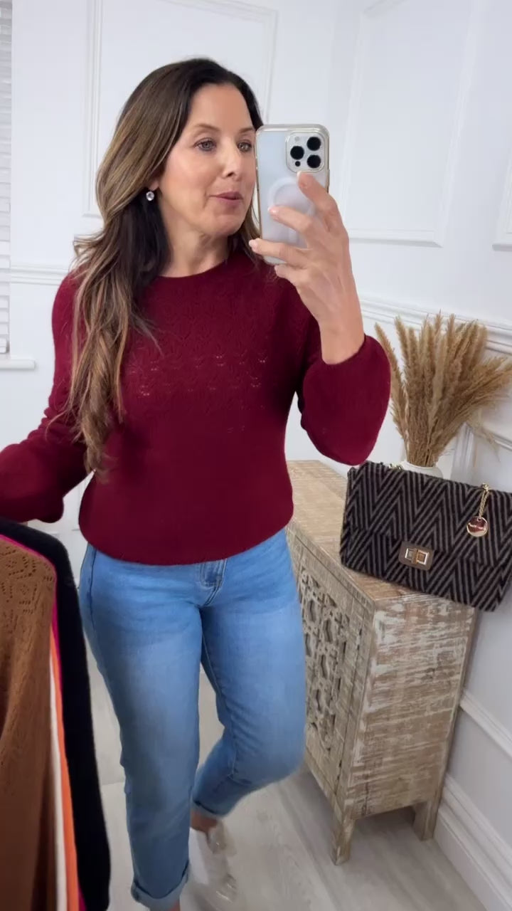 Lainey Wine Long Sleeved Jumper