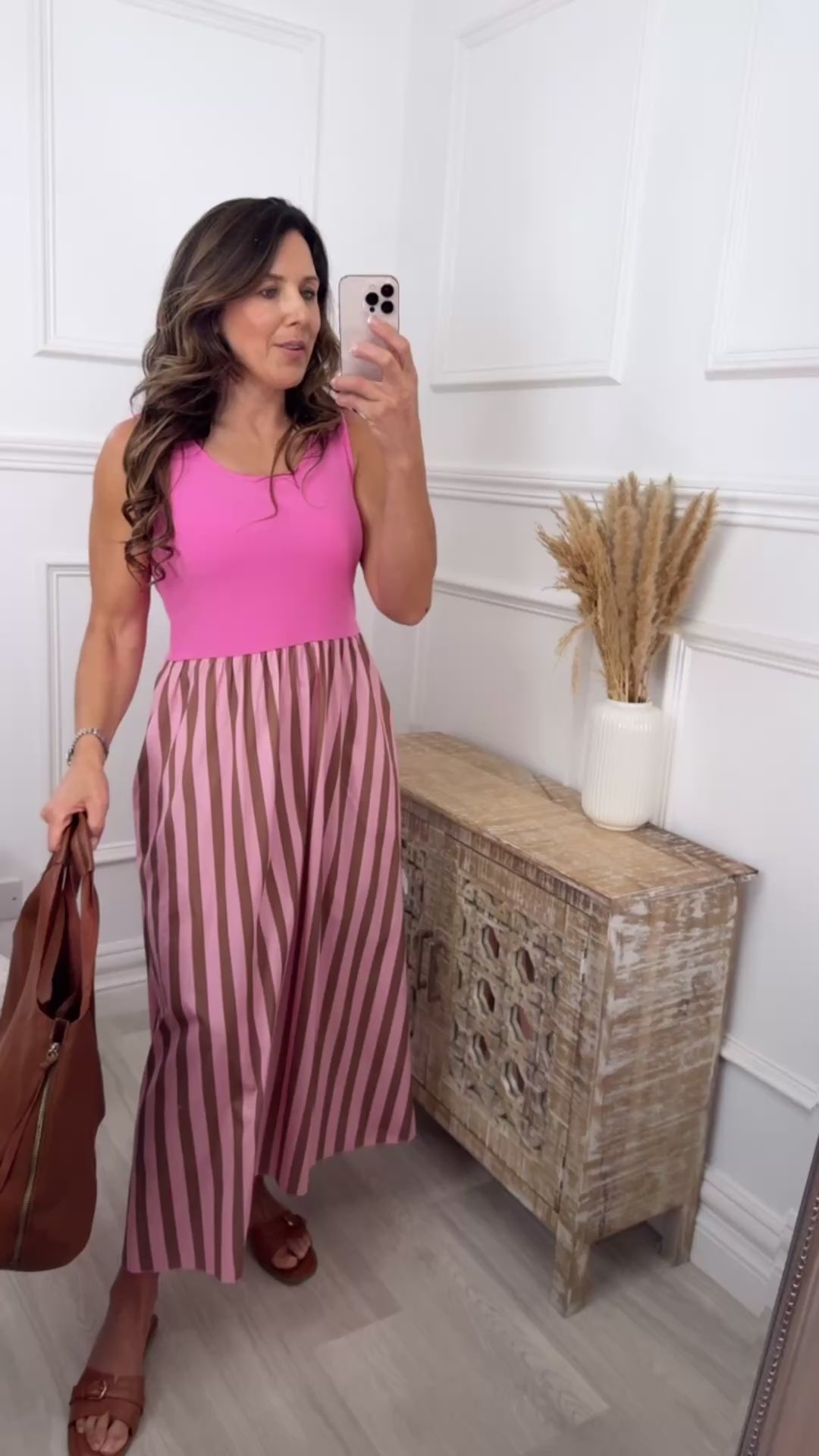 Carolina Brown Striped Maxi Dress