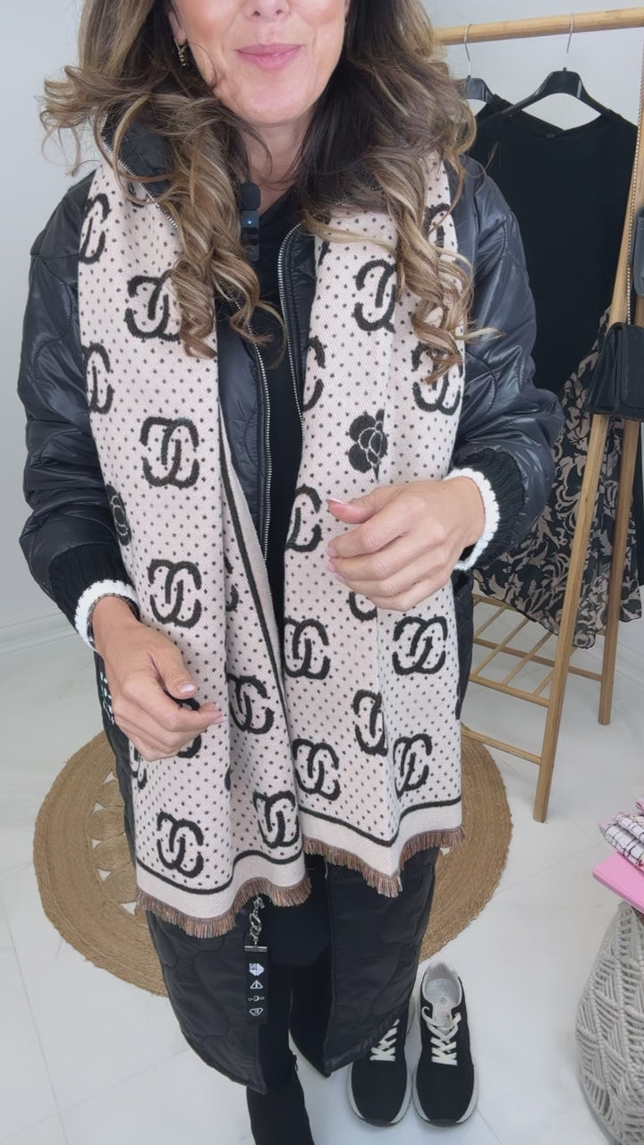 Caith Black Pattern Scarf