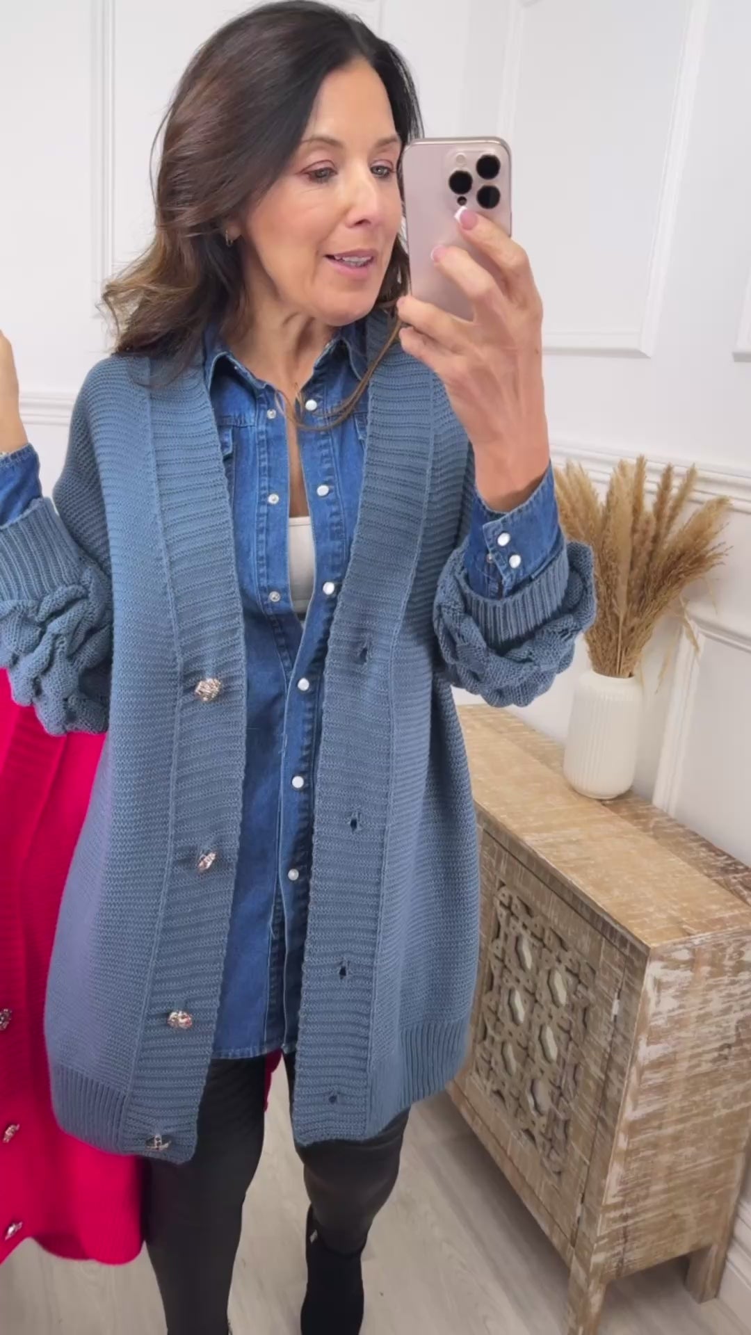 Blair Denim Bubble Sleeve Cardigan