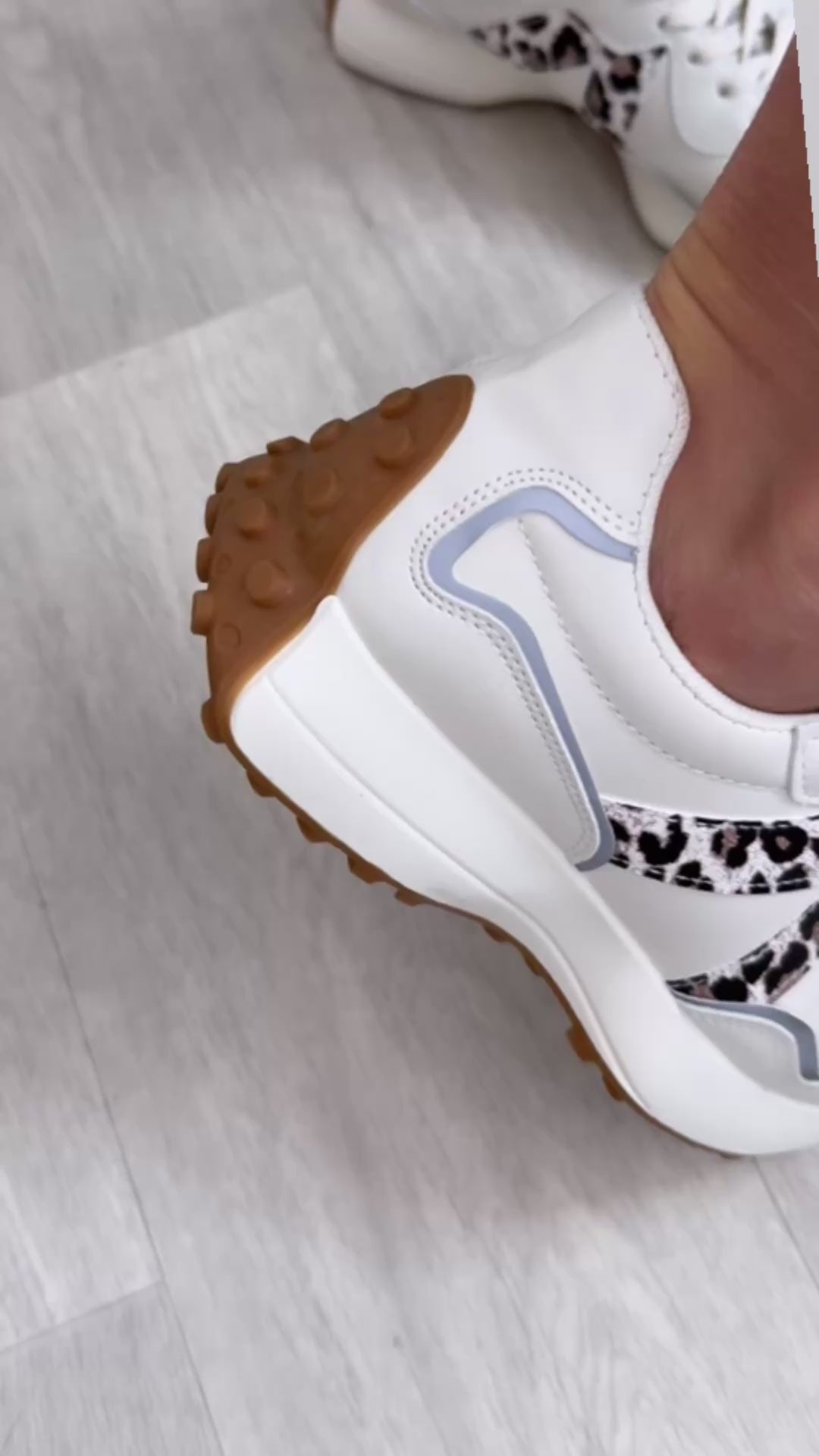 Trish Leopard Stripe White Trainers