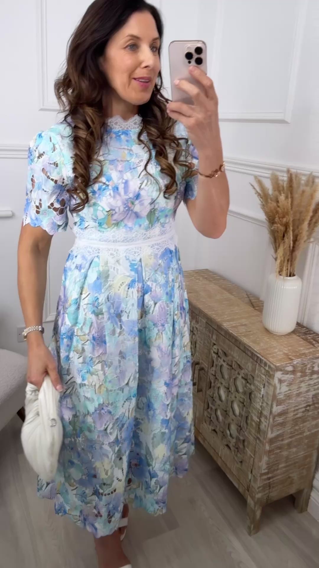 Bernadette Blue Lace Cut Off Midi Dress