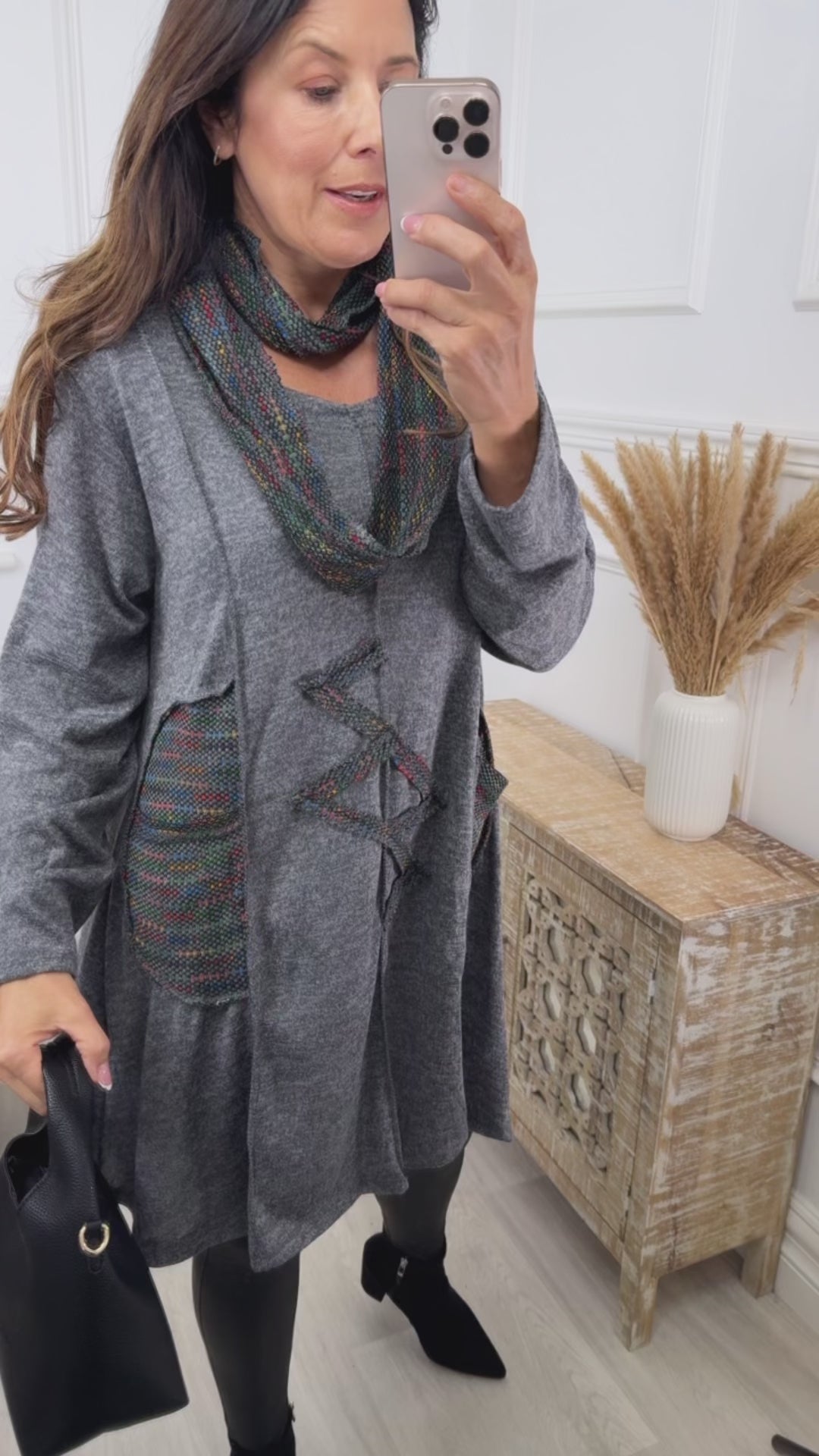 Meadow Grey Tunic With Scarf