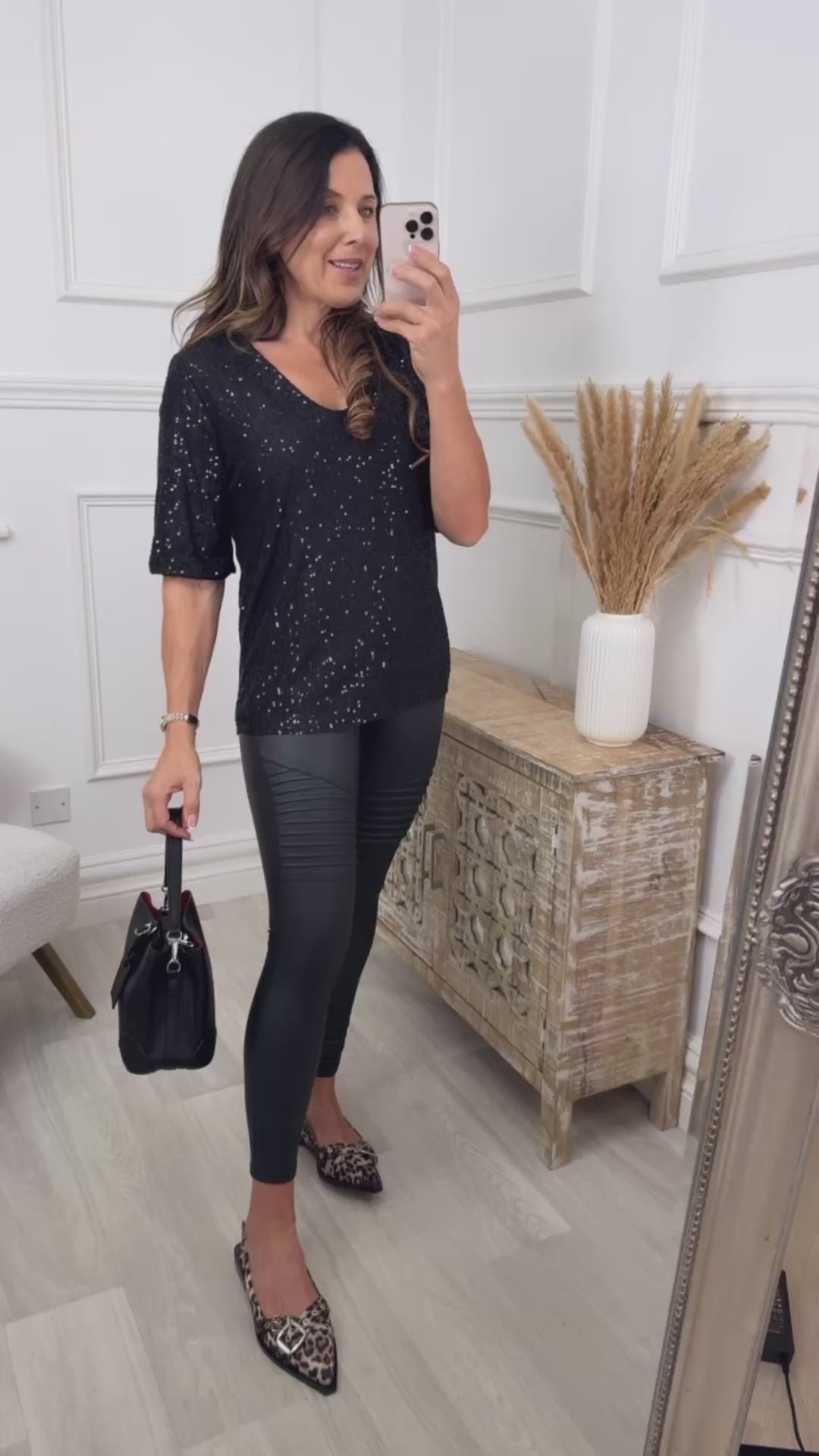 Tasha Black Sequin Top