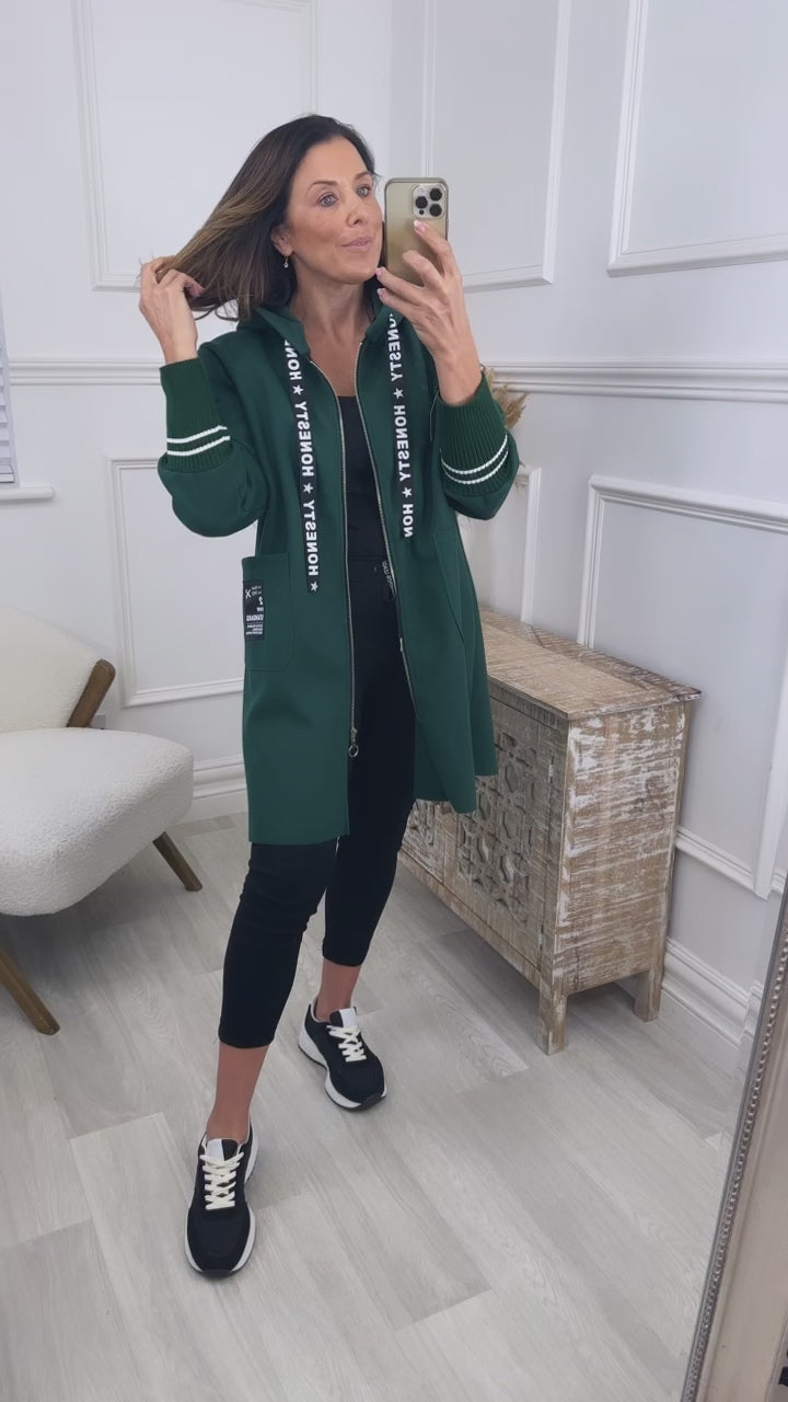 Enya Green Hooded Duster Jacket