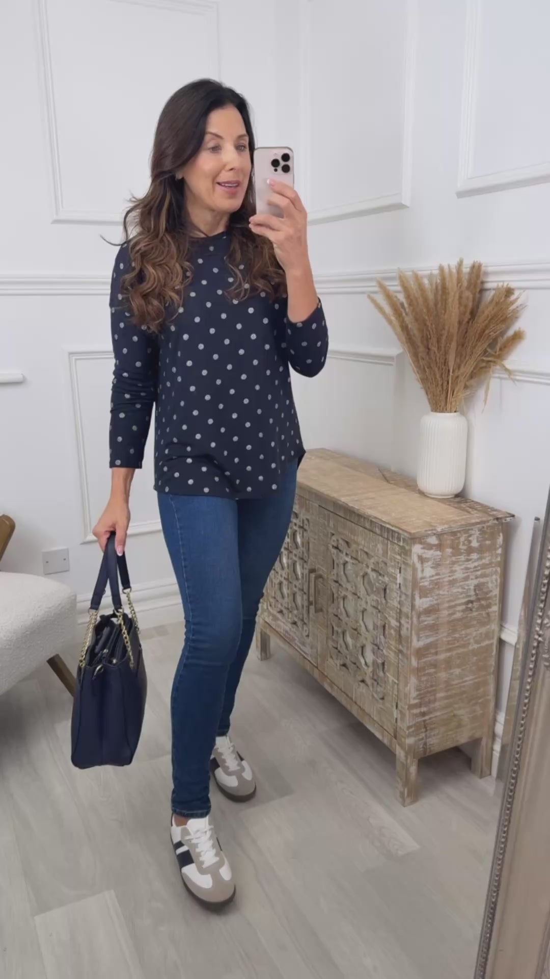 Mirabella Navy Polka Dot Top