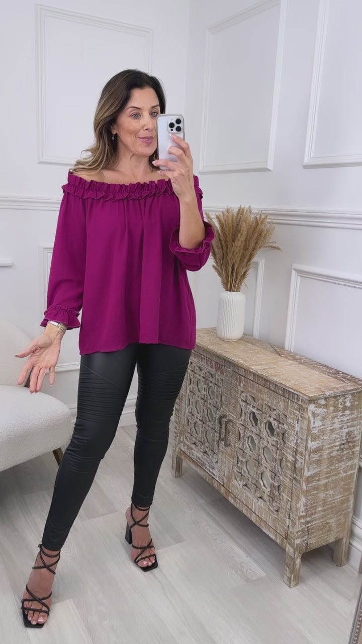 Madlena Fuchsia Ruffle Detail Blouse