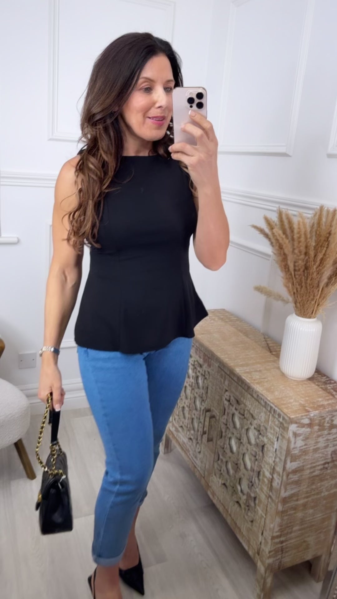 Josefin Black Peplum Top