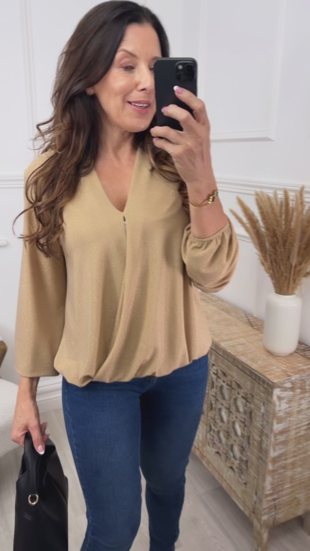 Shelly Gold Faux Wrap Top