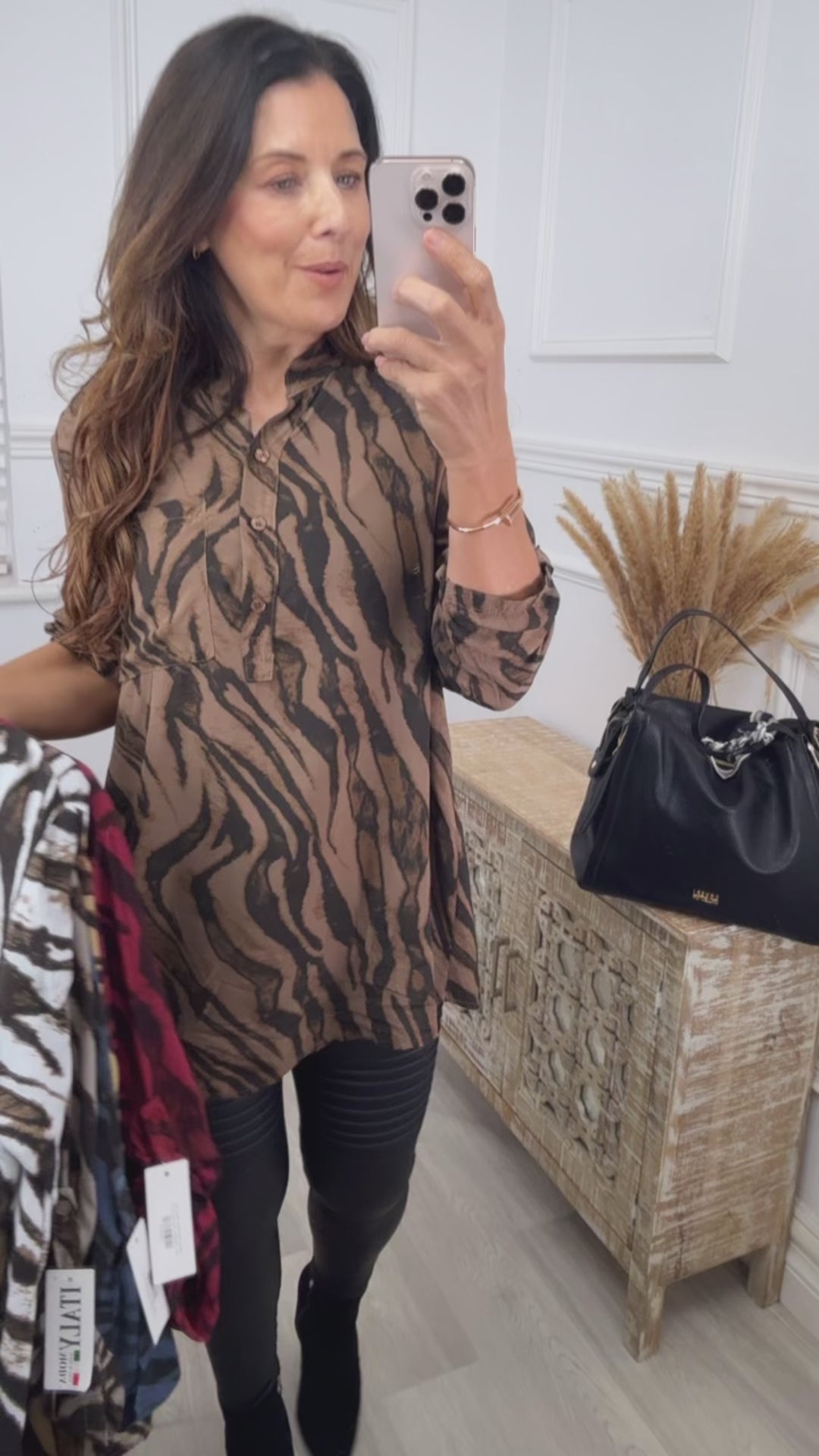 Macey Brown Zebra Stripe Top