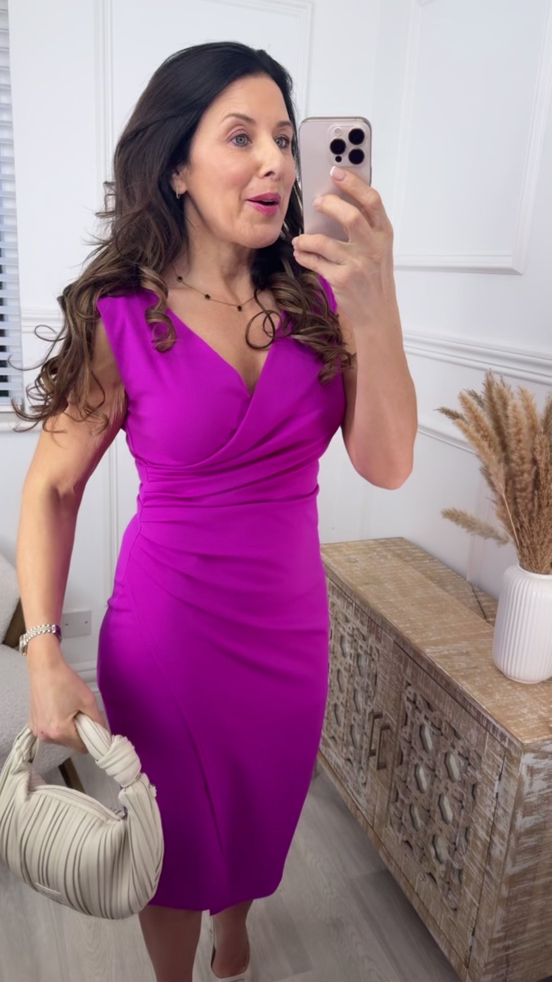 Dominica Magenta Faux Wrap Dress