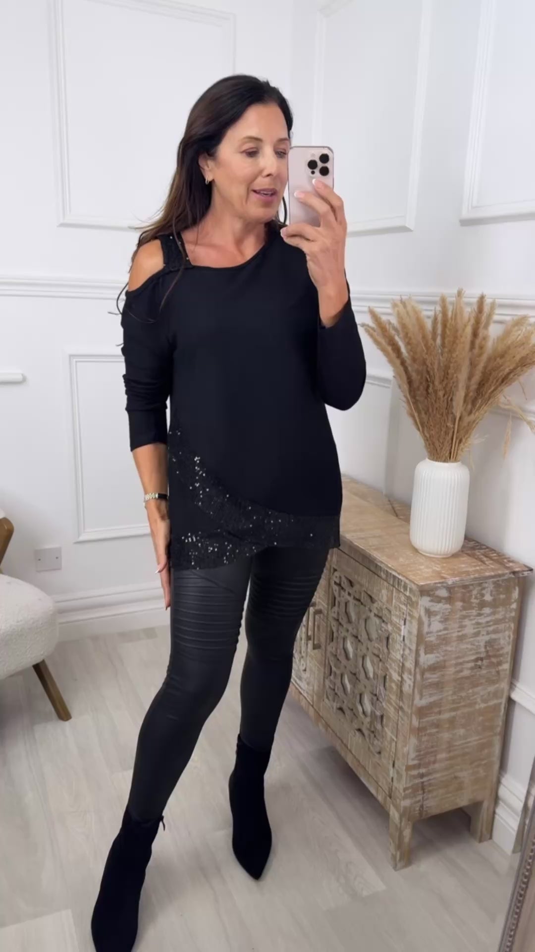 Clarisse Black Cold Shoulder Jumper