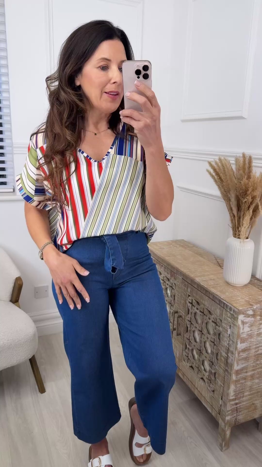Marian Navy Abstract Stripe Top
