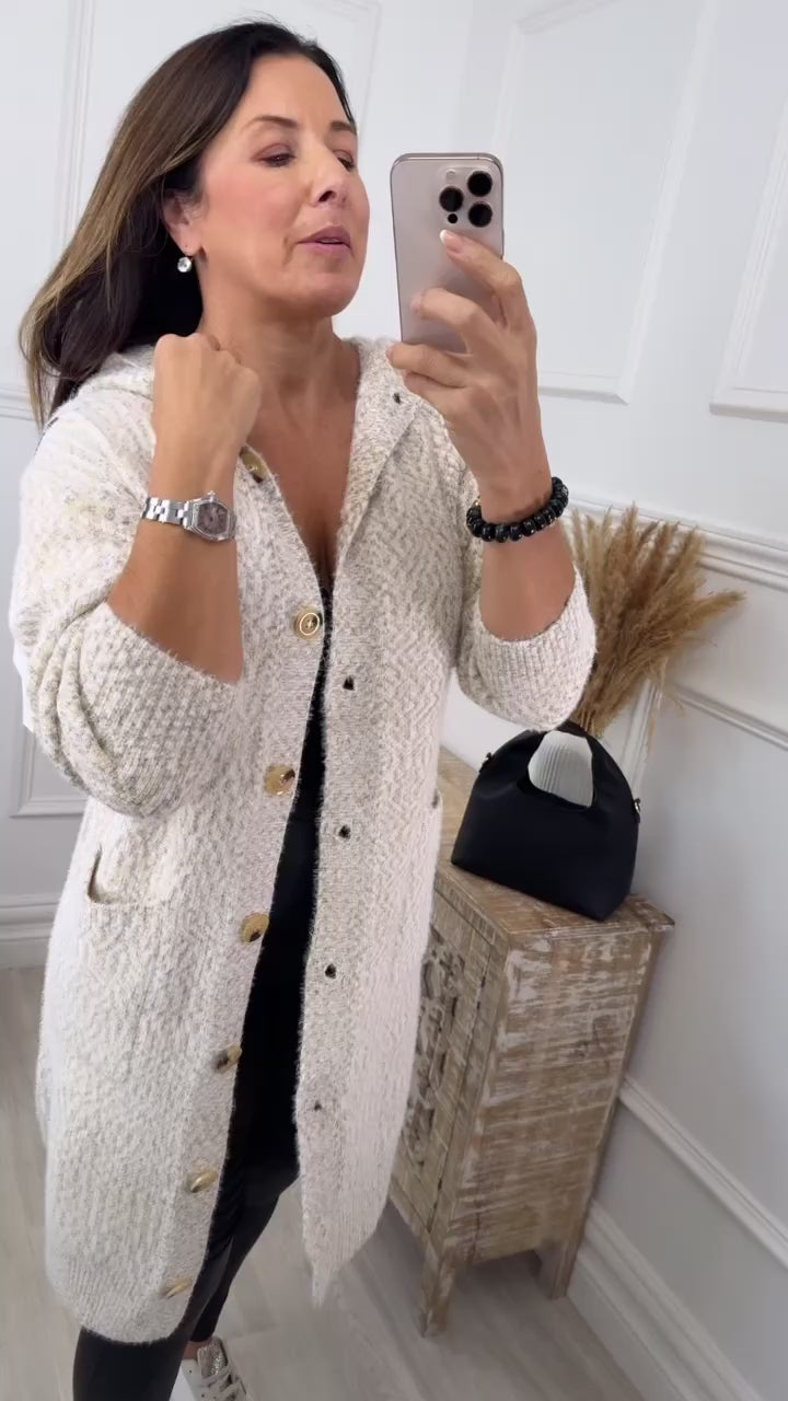 Harper Grey/Yellow Button Cardigan